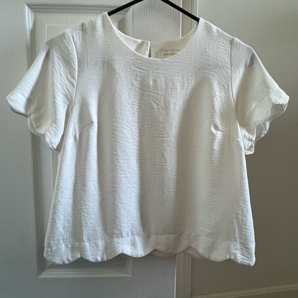 Monteau White Short Sleeve Top